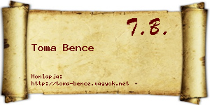 Toma Bence névjegykártya